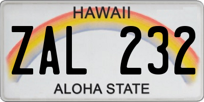 HI license plate ZAL232
