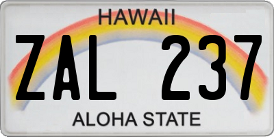 HI license plate ZAL237