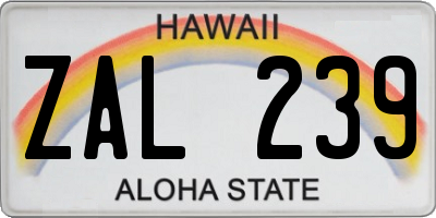 HI license plate ZAL239