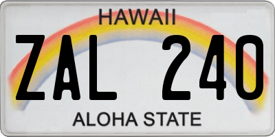HI license plate ZAL240