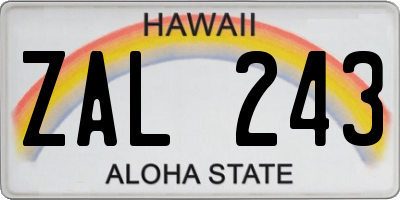 HI license plate ZAL243