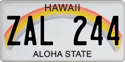 HI license plate ZAL244
