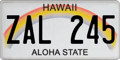 HI license plate ZAL245