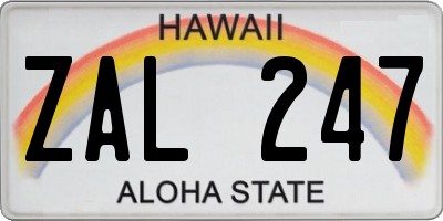 HI license plate ZAL247