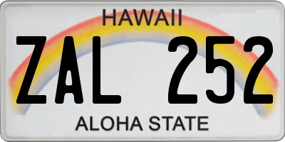 HI license plate ZAL252