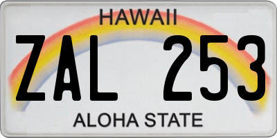 HI license plate ZAL253