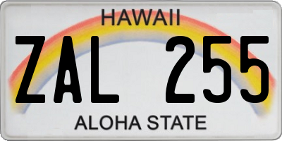 HI license plate ZAL255