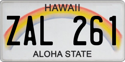 HI license plate ZAL261