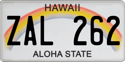 HI license plate ZAL262