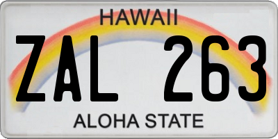 HI license plate ZAL263