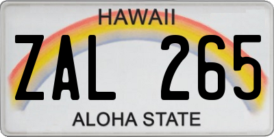 HI license plate ZAL265