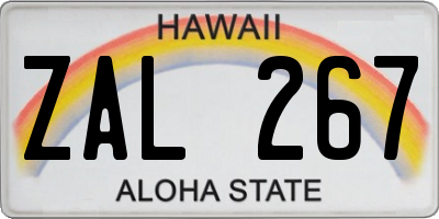 HI license plate ZAL267