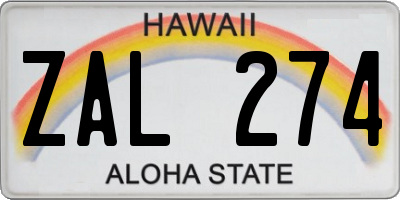 HI license plate ZAL274