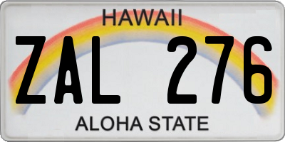 HI license plate ZAL276