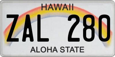 HI license plate ZAL280