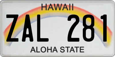 HI license plate ZAL281