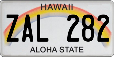 HI license plate ZAL282
