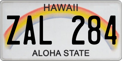 HI license plate ZAL284