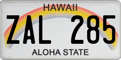 HI license plate ZAL285