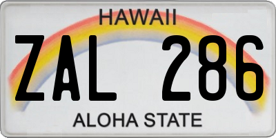 HI license plate ZAL286