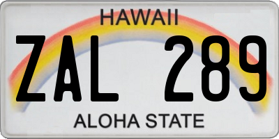 HI license plate ZAL289
