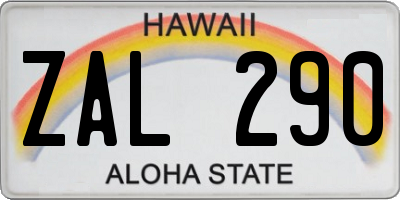 HI license plate ZAL290