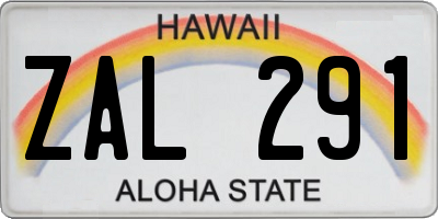 HI license plate ZAL291