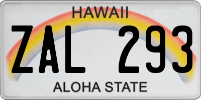 HI license plate ZAL293