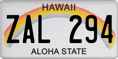 HI license plate ZAL294