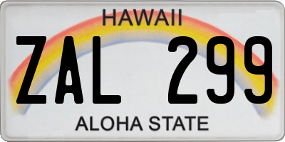 HI license plate ZAL299