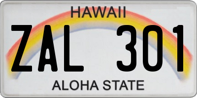 HI license plate ZAL301
