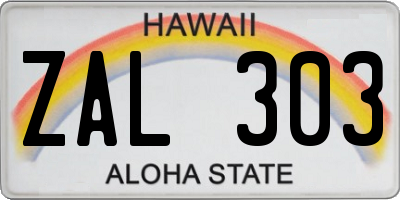 HI license plate ZAL303
