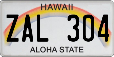 HI license plate ZAL304
