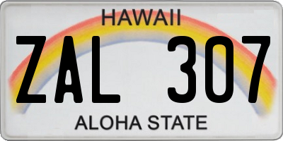 HI license plate ZAL307
