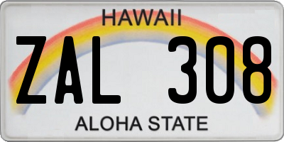 HI license plate ZAL308