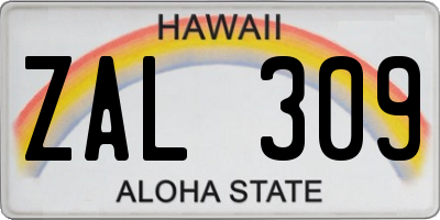 HI license plate ZAL309