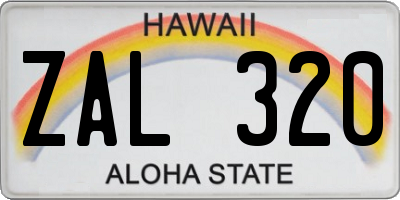 HI license plate ZAL320