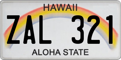HI license plate ZAL321
