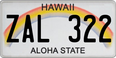 HI license plate ZAL322
