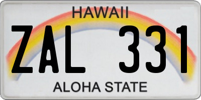 HI license plate ZAL331