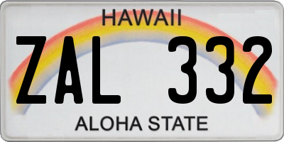 HI license plate ZAL332