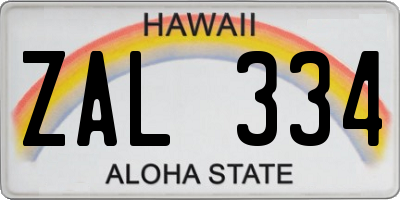 HI license plate ZAL334