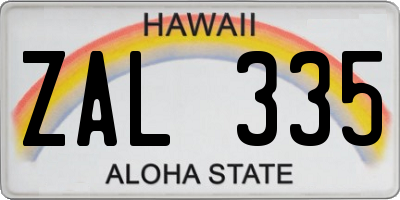 HI license plate ZAL335