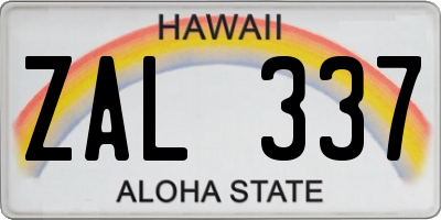 HI license plate ZAL337
