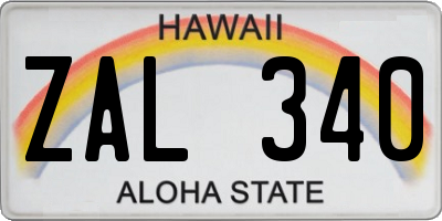 HI license plate ZAL340