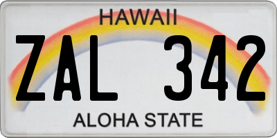 HI license plate ZAL342