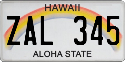 HI license plate ZAL345