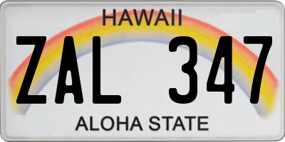 HI license plate ZAL347