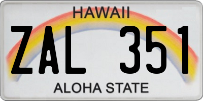 HI license plate ZAL351