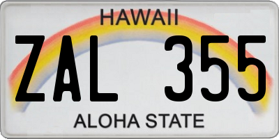 HI license plate ZAL355